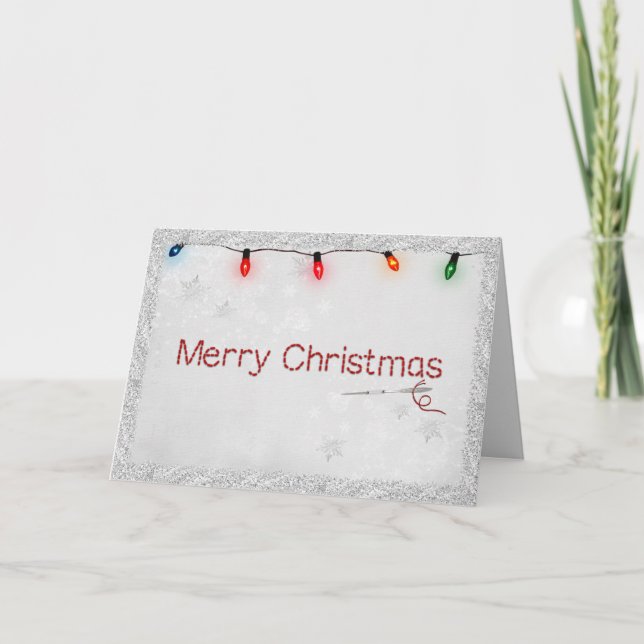 Tarjeta Festiva Costura De Aguja Y Navidades (Anverso)