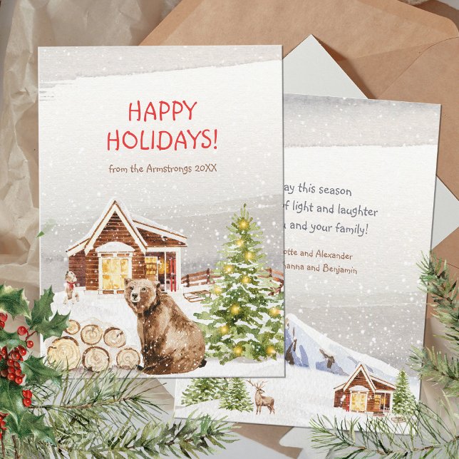 Tarjeta Festiva Cosy Farmhouse Navidades Animales (Cozy Farm Animals Christmas Holiday Card ©Susanne Sachers - Sunny Mind 🌞)