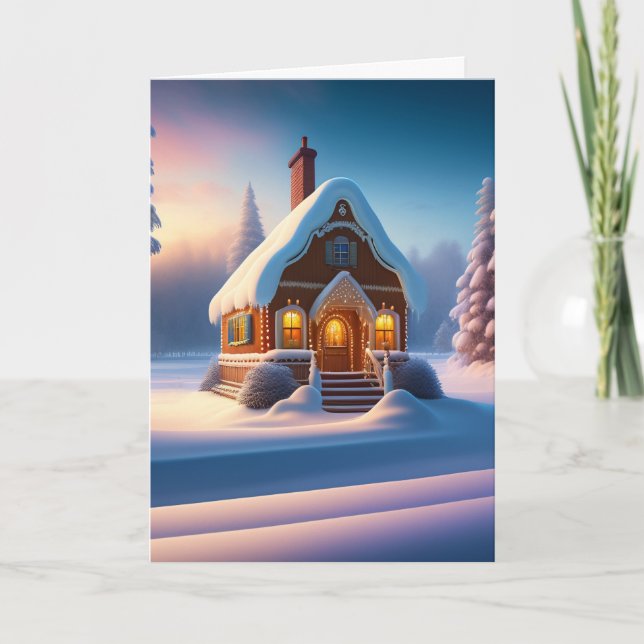 Tarjeta Festiva Cosy Gingerbread House (Anverso)