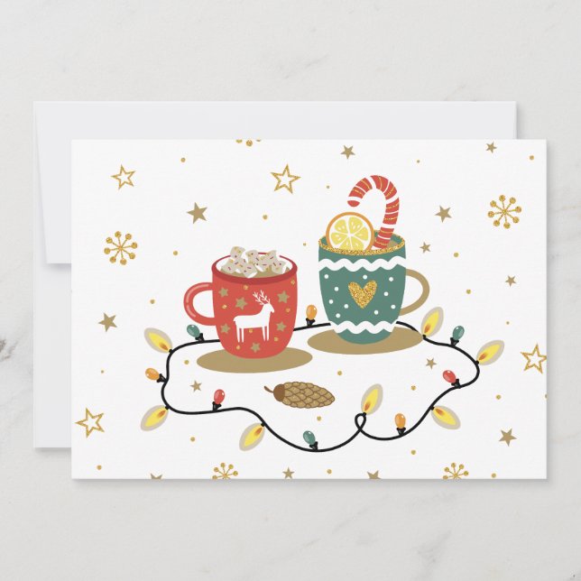 Tarjeta Festiva Cosy Gold Navidades Coffee Cocoa (Anverso)