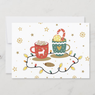 Tarjeta Festiva Cosy Gold Navidades Coffee Cocoa