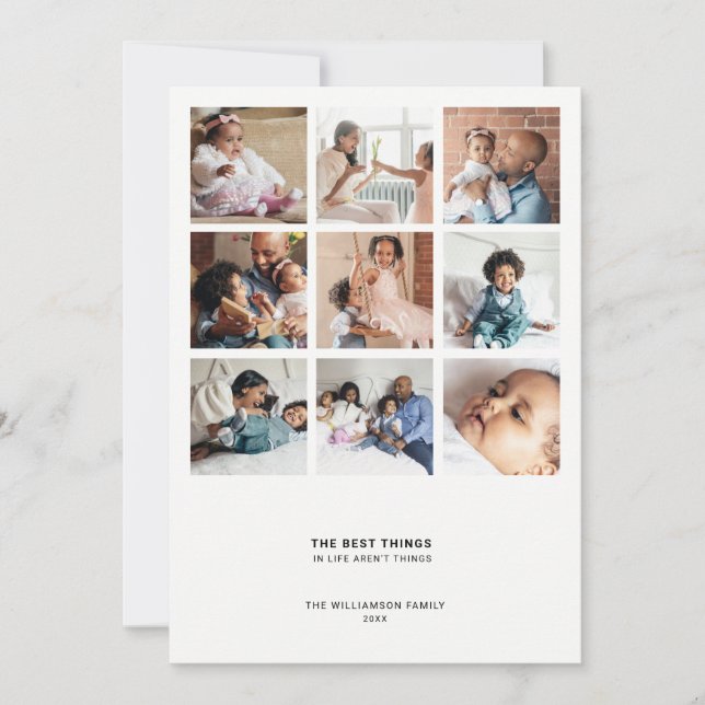 Tarjeta Festiva Cotización mínima moderna | 9 Collage de fotos múl (Anverso)