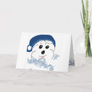 Tarjeta Festiva Coton de Tulear Happy Hanukkah