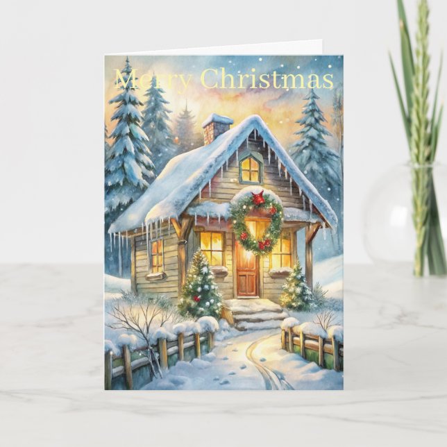 Tarjeta Festiva Cottage in woods (Anverso)