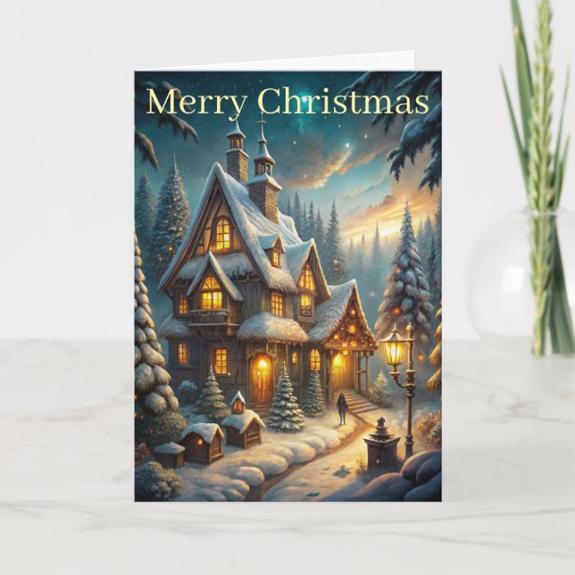 Tarjeta Festiva Cottage in woods (Anverso)