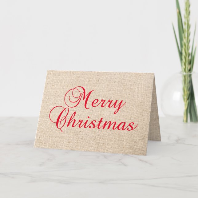 Tarjeta Festiva Country Burlap Family Foto Red Merry Christmas (Anverso)
