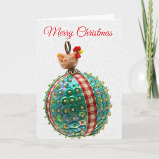 Tarjeta Festiva Country Chicken Christmas Card