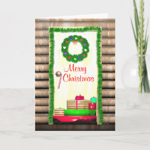 Tarjeta Festiva Country Merry Christmas Door