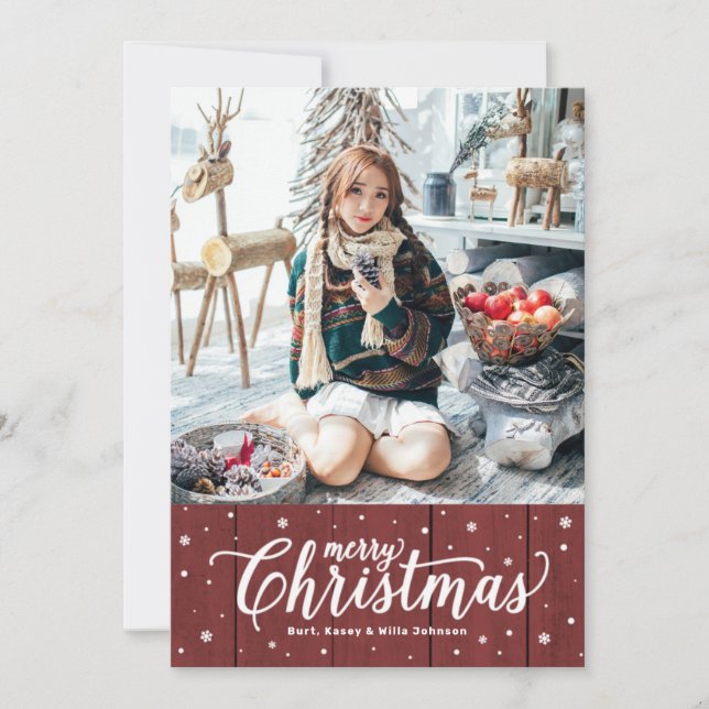 Tarjeta Festiva Country Merry Christmas Holiday Card (Anverso)