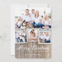 Country Rustic Wood Merry Christmas Photo Card