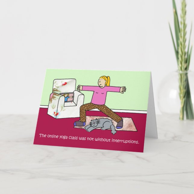 Tarjeta Festiva Covid 19 Humor Personalizado de clase de yoga en l (Anverso)