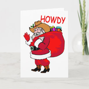Tarjeta Festiva Cowboy Santa