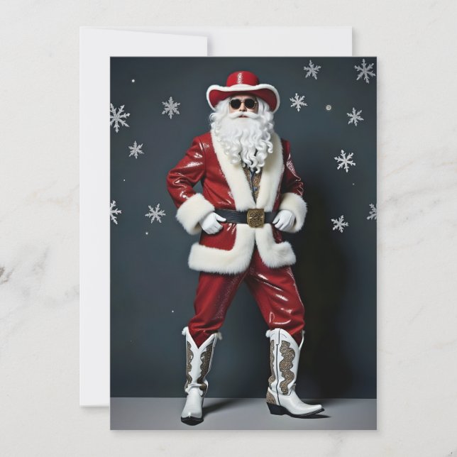 Tarjeta Festiva Cowboy Santa (Anverso)