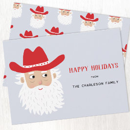 Tarjeta Festiva Cowboy Santa Claus Christmas