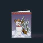 Tarjeta Festiva Cowboy Snowman Blank<br><div class="desc">Jugué con mi Cowboy Snowman para crear esta nueva edición con una bandana roja,  un borde revisado y un lindo pájaro azul</div>