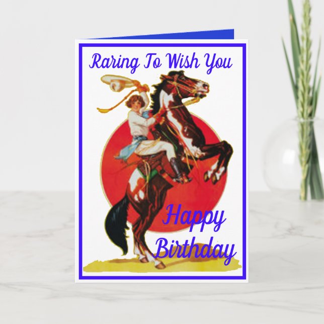 Tarjeta Festiva Cowgirl Horse Happy Birday (Anverso)
