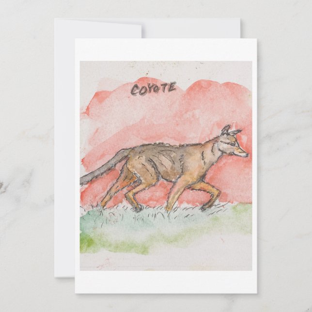 Tarjeta Festiva Coyote Greeting Card (Anverso)