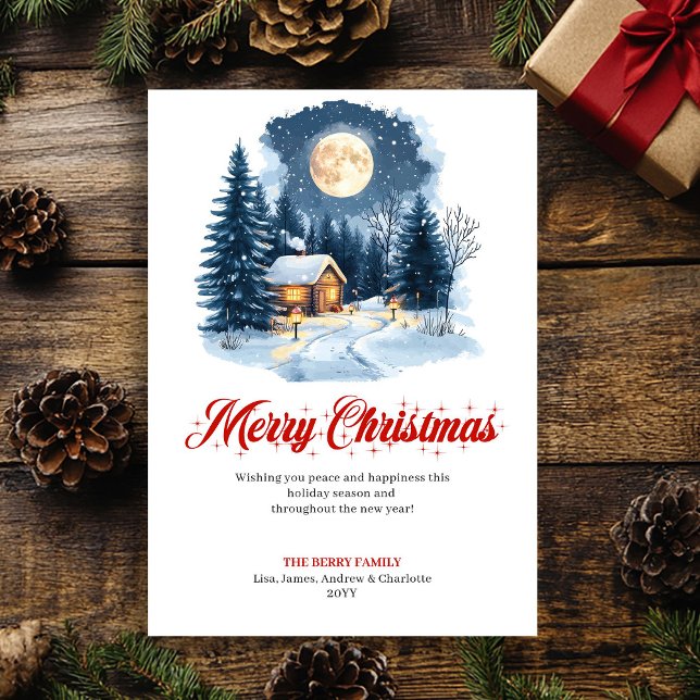 Tarjeta Festiva Cozy Artistic Holiday Scene Greeting Card (Cozy Artistic Holiday Scene Greeting Card)
