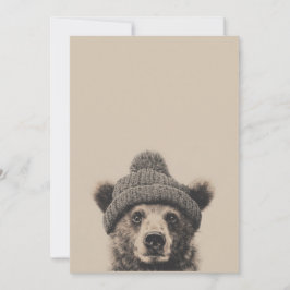Tarjeta Festiva Cozy Bear in Beanie - Cute Winter Animal
