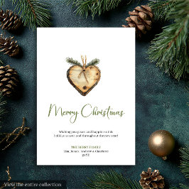 Tarjeta Festiva Cozy Boho Earthy Pine Wreath Christmas Greeting