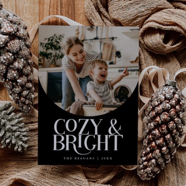 Tarjeta Festiva Cozy Bright Elegant Photo Black Holiday Card (Subido por el creador)