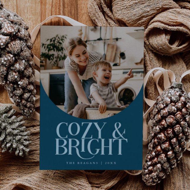 Tarjeta Festiva Cozy Bright Elegant Photo Teal Holiday Card (Subido por el creador)