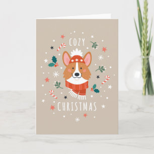 Tarjeta Festiva Cozy Corgi - Calidez Navideña
