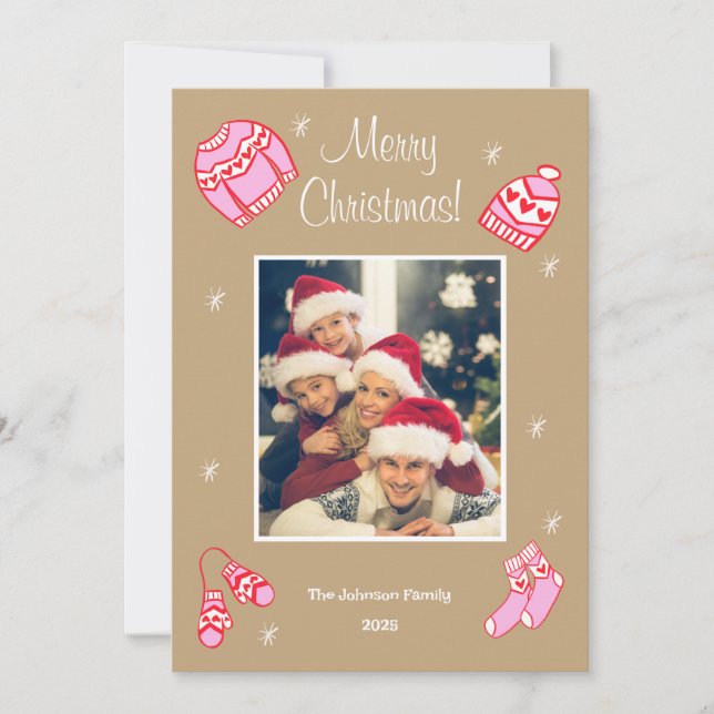 Tarjeta Festiva Cozy Cute Sweater Weather Doodle Holiday Card (Anverso)