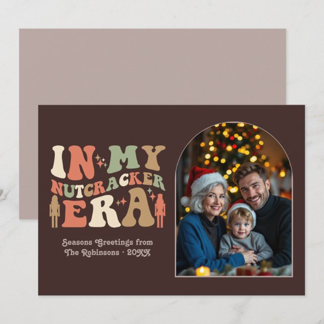 Tarjeta Festiva Cozy Espresso In My Nutcracker Era Christmas Photo (Anverso / Reverso)