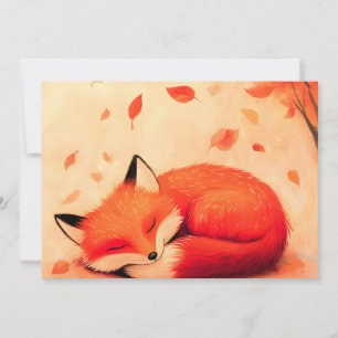 Tarjeta Festiva Cozy Fall Forest Sleeping Fox