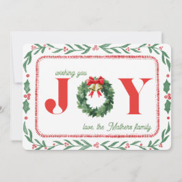 Tarjeta Festiva Cozy Green Plaid Christmas Joy