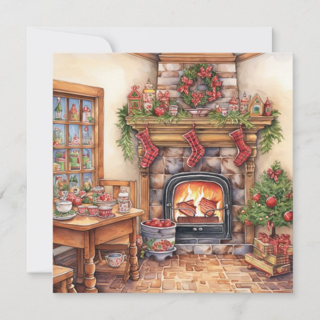 Tarjeta Festiva Cozy Merry Christmas Card (Anverso)