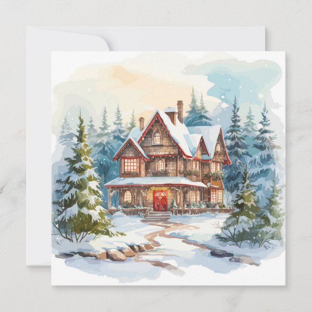 Tarjeta Festiva Cozy Merry Christmas Card (Anverso)