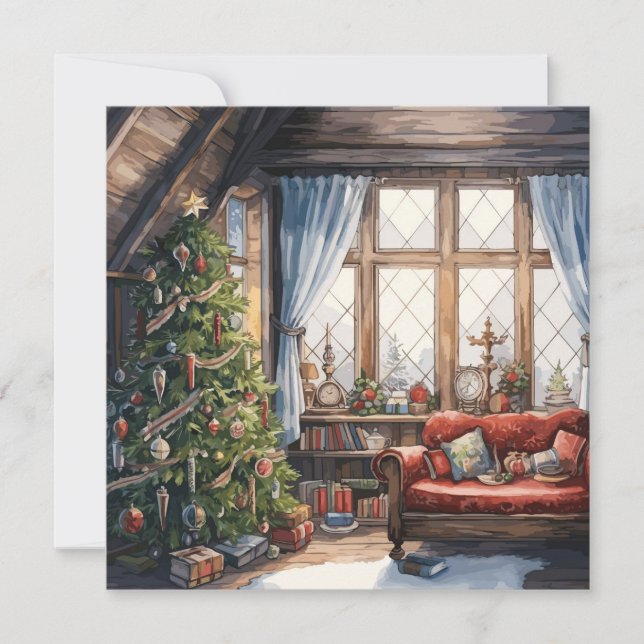 Tarjeta Festiva Cozy Merry Christmas Card (Anverso)