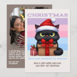Tarjeta Festiva Cozy Neutral Funny Cat Retro Christmas Photo
