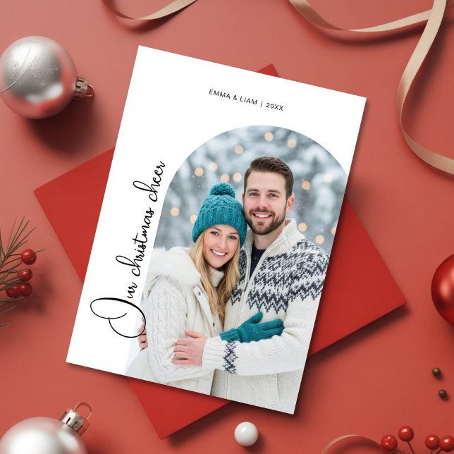 Tarjeta Festiva Cozy Our Christmas Cheer Couple love Holiday Card (Subido por el creador)