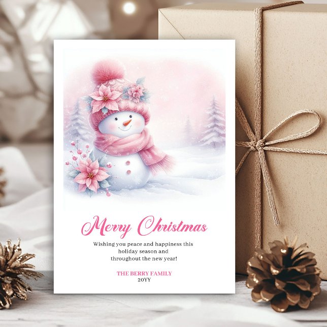 Tarjeta Festiva Cozy Pink Snowman Download Kids Christmas Greeting (Cozy Pink Snowman Download Kids Christmas Greeting Card

)