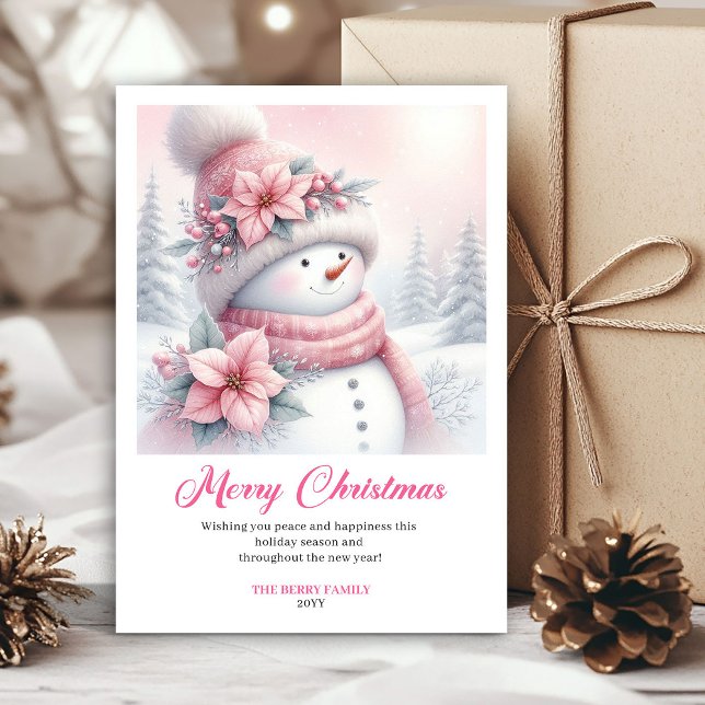 Tarjeta Festiva Cozy Pink Snowman Kids Download Christmas Greeting (Cozy Pink Snowman Kids Download Christmas Greeting Card

)