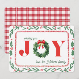 Tarjeta Festiva Cozy Plaid Christmas Joy