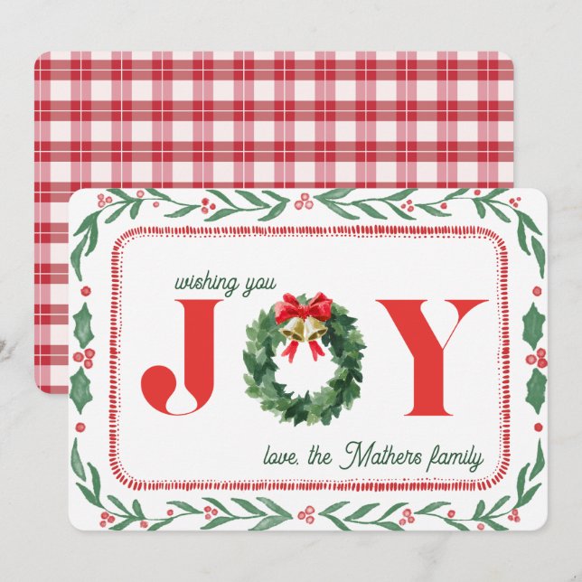 Tarjeta Festiva Cozy Plaid Christmas Joy (Anverso / Reverso)