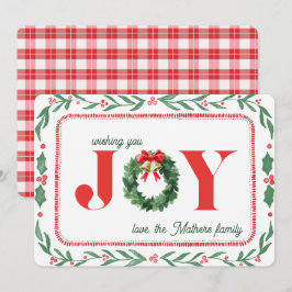Tarjeta Festiva Cozy Plaid Christmas Joy