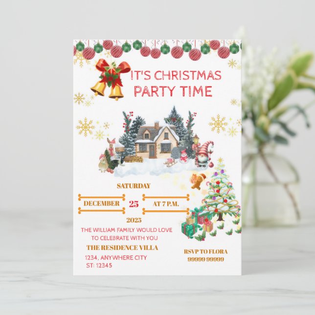 Tarjeta Festiva Cozy Santa Christmas Card (Anverso de pie)