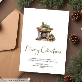 Tarjeta Festiva Cozy Script Font Botanical Christmas Greeting Card