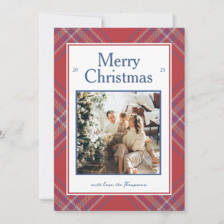 Tarjeta Festiva Cozy Traditional Plaid Tartan Holiday Card 