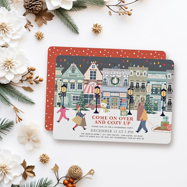 Tarjeta Festiva Cozy Up Christmas Holiday Town Holiday Party (Subido por el creador)