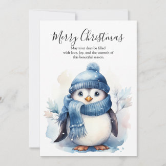 Tarjeta Festiva Cozy Winter Penguin
