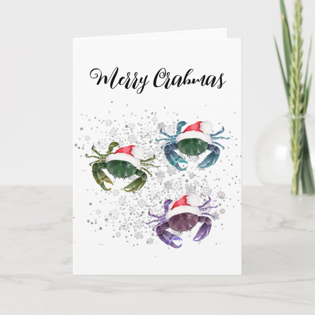 Tarjeta Festiva Crab Love Navidades Colorful Crustacean (Anverso)