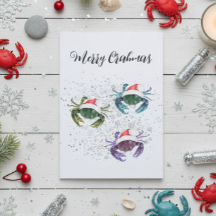 Tarjeta Festiva Crab Love Navidades Colorful Crustacean