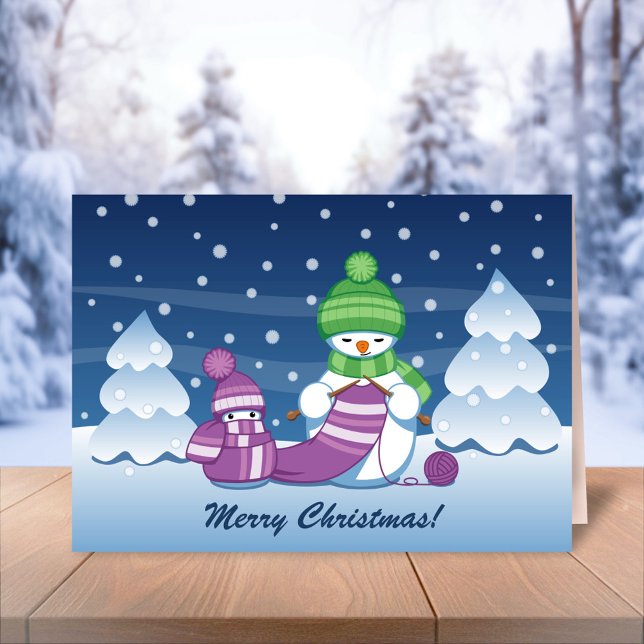 Tarjeta Festiva Crafty Snowman Knitus Scarf (Subido por el creador)