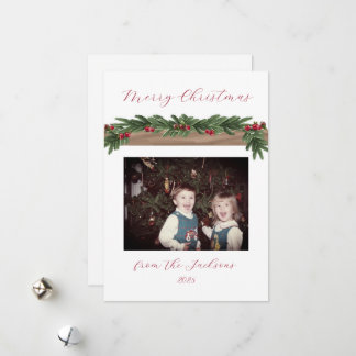 Tarjeta Festiva Cranberry Garland Holiday Christmas Card
